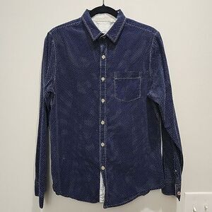 Craft & Flow Men's Medium Shirt Dot Print‎ Button Down Flip Cuff Long Sleeve